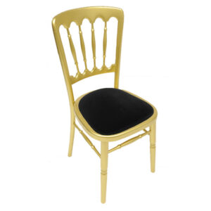 gold napoleon chair with black seat pad