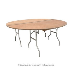 7ft round table with folding metal legs