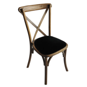 Dark Oak Cross Back Chair with black seat pad