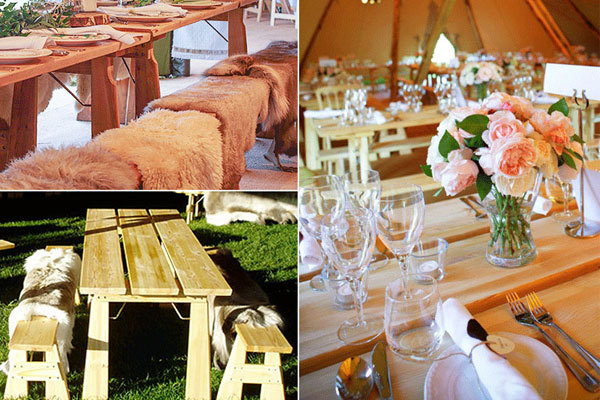 Rustic table & bench sets