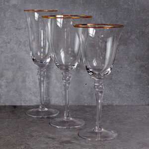 Gold Rim Glassware Set Hire