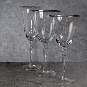 Silver Rim Glassware Set Hire